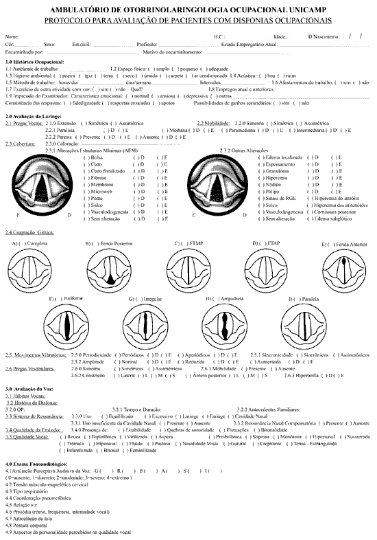 Protocolos de Anamnese e Avaliação Fonoaudiológica